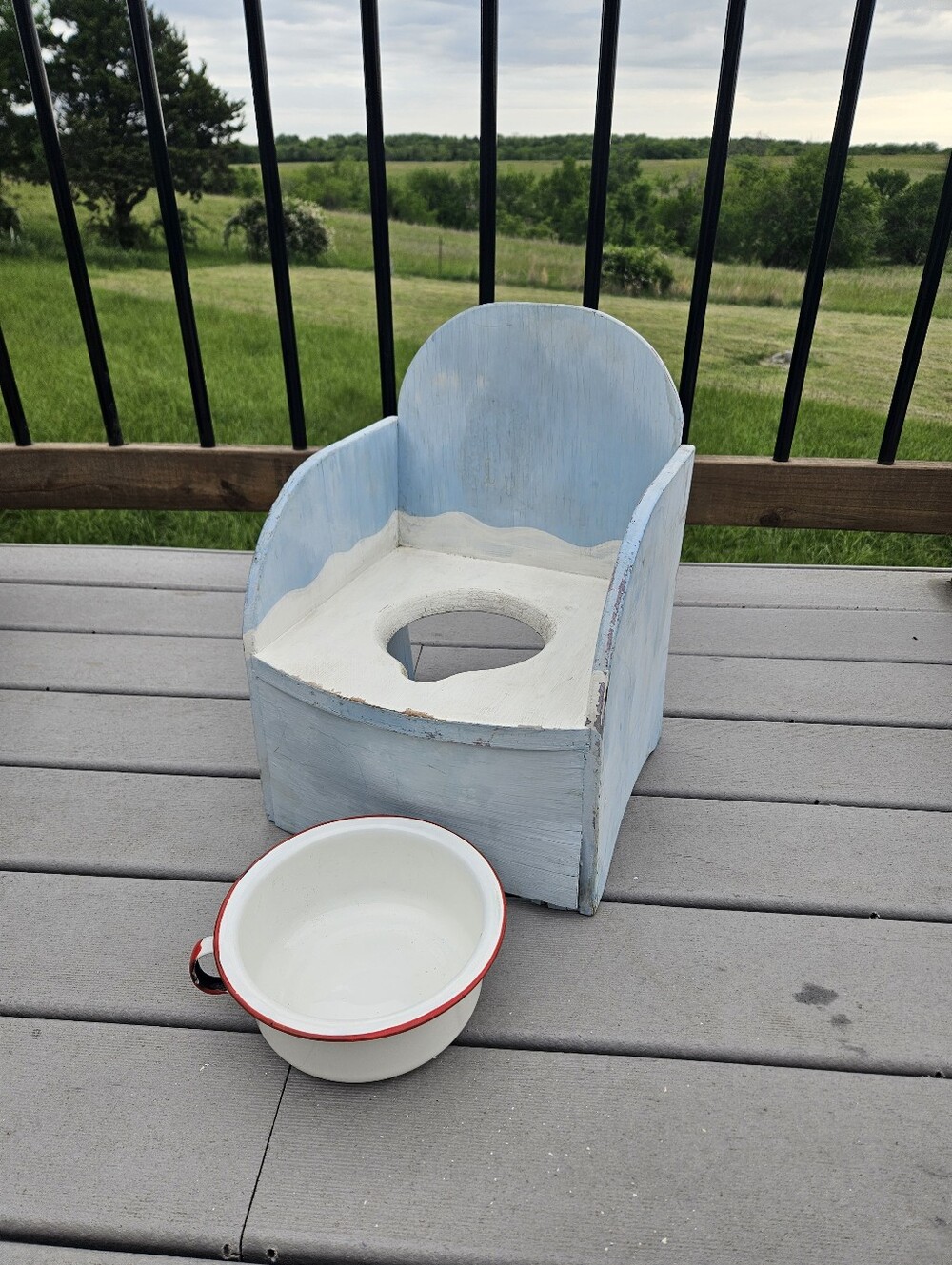 Vintage Wooden Potty Chair Antique Child's Commode Seat Farmhouse Rustic Enamel